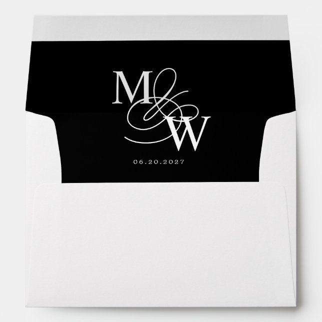 Luxurious Typography Pre-Addressed Wedding Envelope (Back (Bottom))