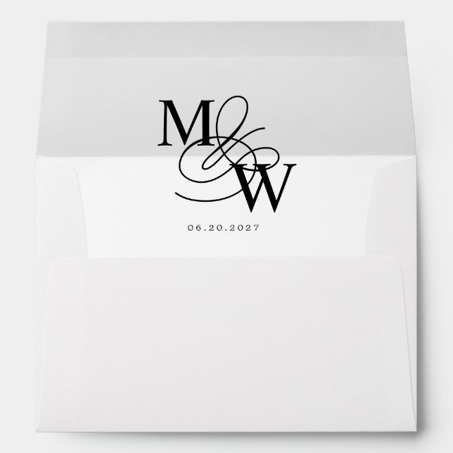 Luxurious Typography Pre-Addressed Wedding Envelope (Back (Bottom))