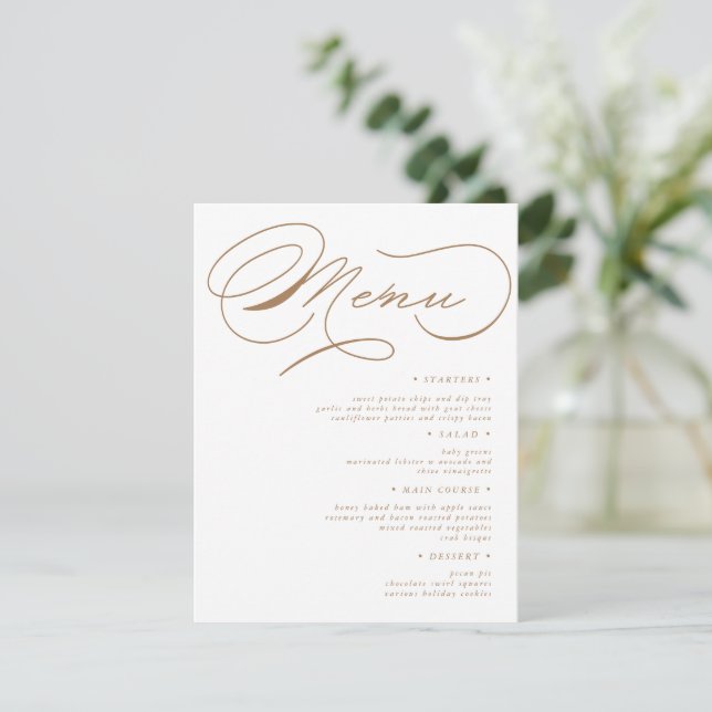 Luxurious Typography Wedding Menu Card (Standing Front)