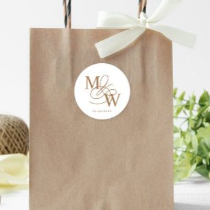 Luxurious Typography Wedding Monogram Classic Round Sticker