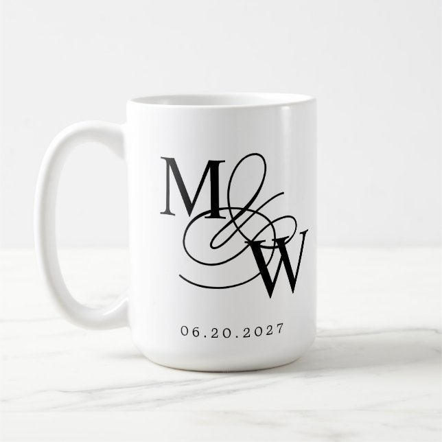 Luxurious Typography Wedding Monogram Coffee Mug (Left)