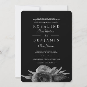 Luxurious Unique Black and White Floral Wedding Invitation