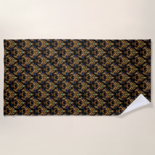 Luxurious Victorian Black Gold Beach Towel