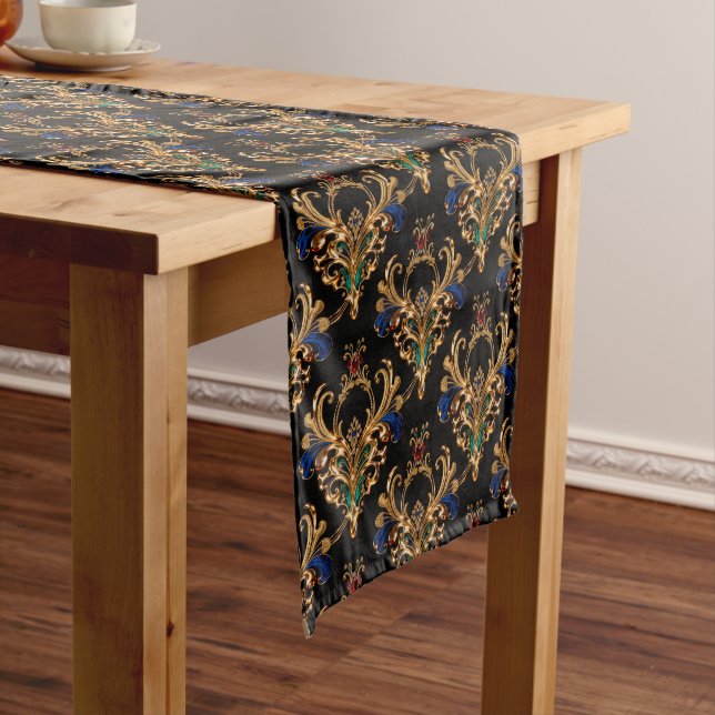 Luxurious Victorian Black Gold Long Table Runner (In Situ)