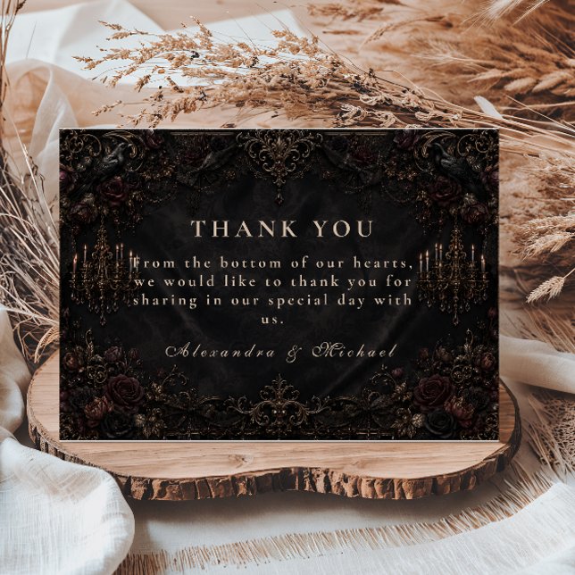 Luxurious Victorian Goth Wedding Thank You Card (Creator Uploaded)