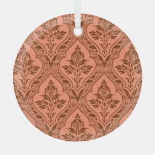 Luxurious Vintage Damask Seamless Texture Glass Tree Decoration