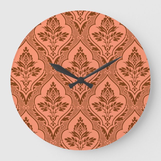 Luxurious Vintage Damask Seamless Texture Large Clock (Front)