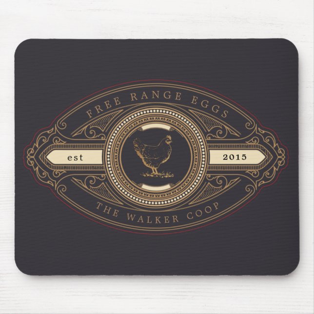luxurious vintage golden chicken farm mouse pad (Front)