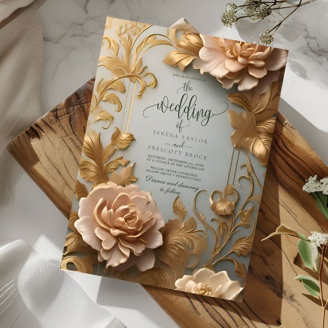 Luxurious Vintage-inspired floral motif Wedding Invitation (Creator Uploaded)