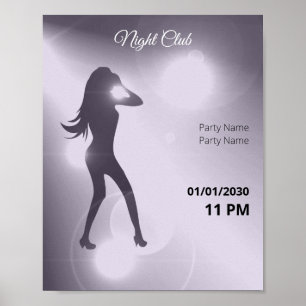 Luxurious Violet Brilliant Dancing Girl Silhouette Poster