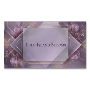 Luxurious Violet Gold Geometric Floral Modern Magnetic Business Card