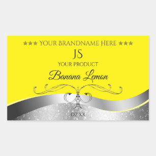 Luxurious Wavy Silver Decor Yellow Monogram Label