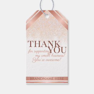 Luxurious White and Rose Gold Packaging Thank You Gift Tags
