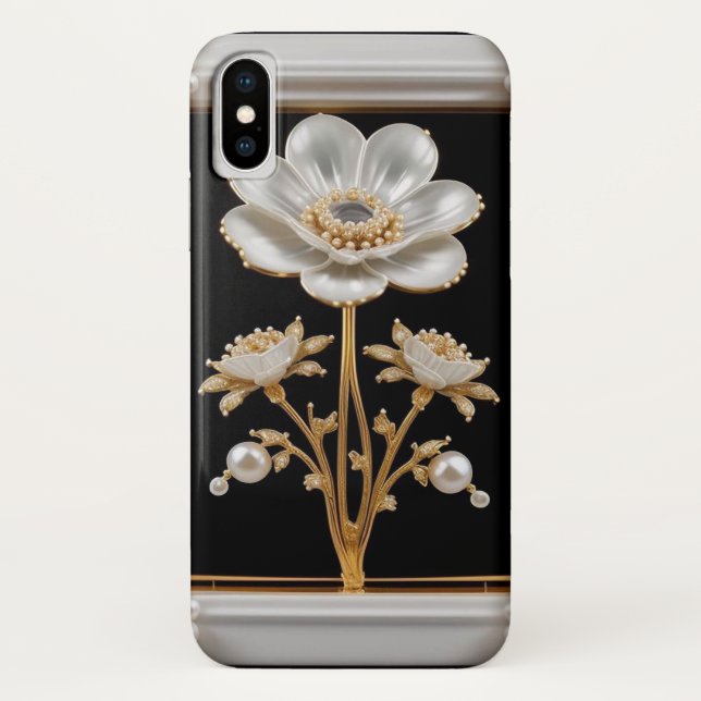 Luxurious White Flower Case-Mate iPhone Case (Back)