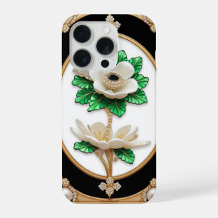 Luxurious White Flower iPhone 15 Pro Case