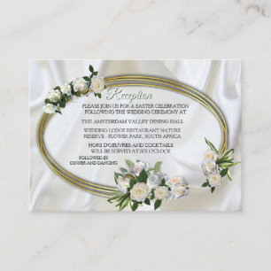Luxurious, White, Flowing Silk & White Roses Enclosure Card