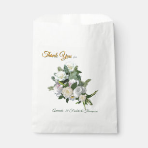 Luxurious, White, Flowing Silk & White Roses. Favour Bags