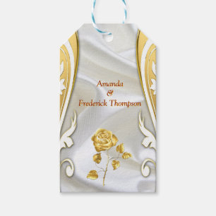 Luxurious, White, Flowing Silk & White Roses. Gift Tags