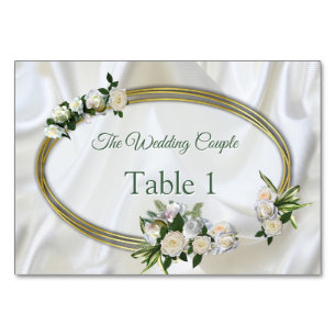 Luxurious, White, Flowing Silk & White Roses. Table Number