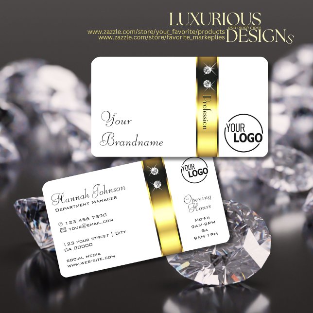 Luxurious White Gold Decorative Diamonds and Logo Business Card (Creator Uploaded)