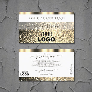 Luxurious White Gold Sparkling Glitter with Logo Business Card