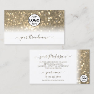 Luxurious White Gold Sparkling Glitter with Logo Business Card