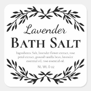 Luxurious White Homemade Bath Salt Labels