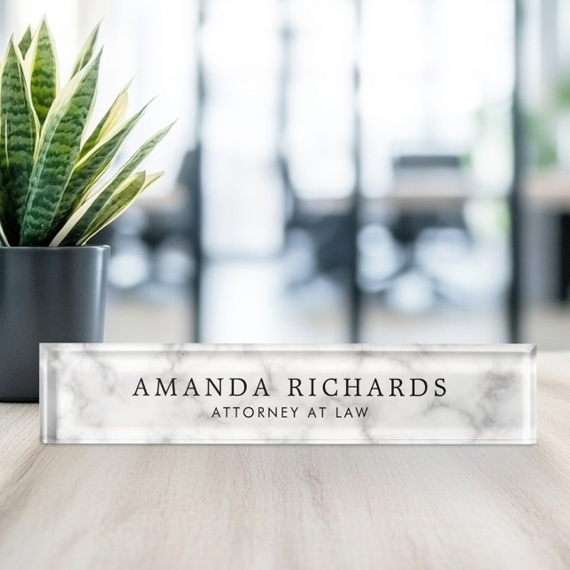 Luxurious white marble texture nameplate (Luxurious white marble texture desk name plate)