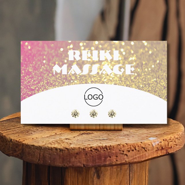 Luxurious White Pink Gold Sparkle Glitter Add Logo Business Card (Creator Uploaded)