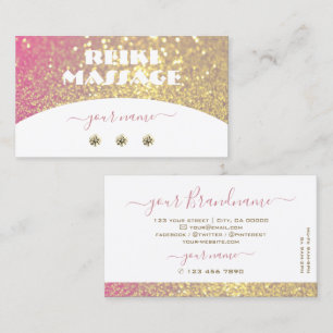 Luxurious White Pink Gold Sparkle Glitter Diamonds Business Card