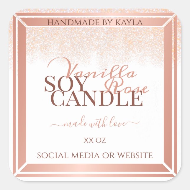 Luxurious White Product Packaging Labels Rose Gold (Front)