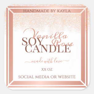 Luxurious White Product Packaging Labels Rose Gold