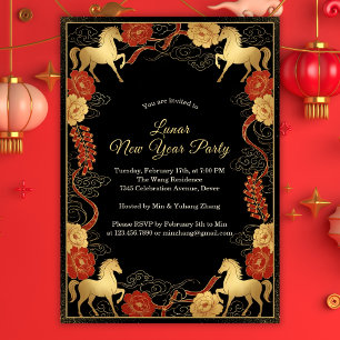 Luxurious Year of the Horse 2026 Lunar New Year Invitation