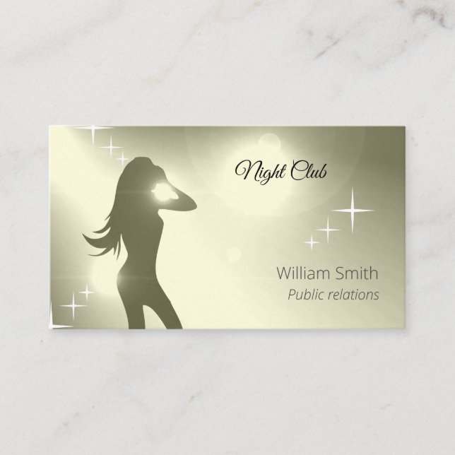 Luxurious Yellow Brilliant Dancing Girl Silhouette Business Card (Front)