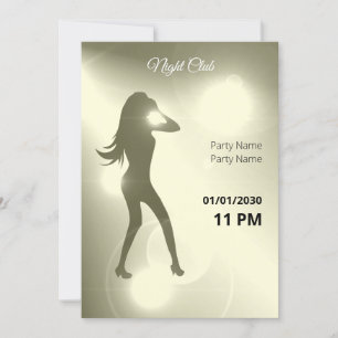 Luxurious Yellow Brilliant Dancing Girl Silhouette Invitation