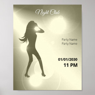 Luxurious Yellow Brilliant Dancing Girl Silhouette Poster