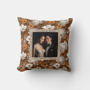 LuxuriousGold Gardenias Petal Wildflower Wedding Cushion