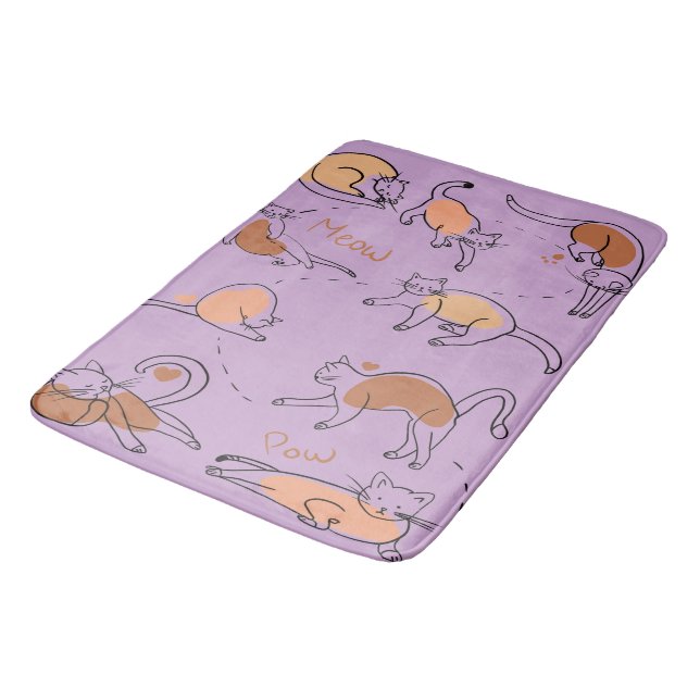 Luxuriously Soft Memory Foam, Cats  Bath Mat (Angled)