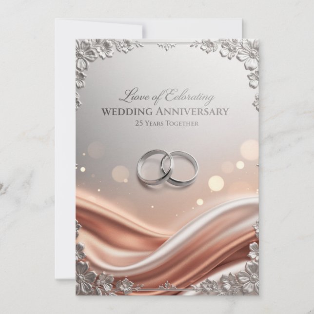 Luxury 25th Wedding Anniversary Card – Elegant Sil (Front)