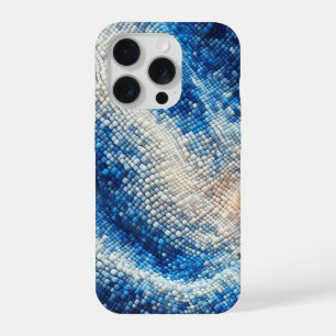 Luxury 3D Blue Mosaic Wave Case Fluid Blue & White