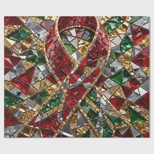 Luxury 3D Christmas Mosaic Roll Wrapping Paper (Flat)