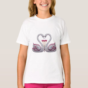 Luxury 3D Diamond Swans Heart - Elegant Wall Clock T-Shirt