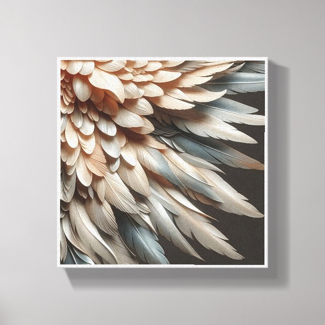 Luxury 3D Feather Wing Abstract - Elegant Soft Cre Canvas Print (Front)