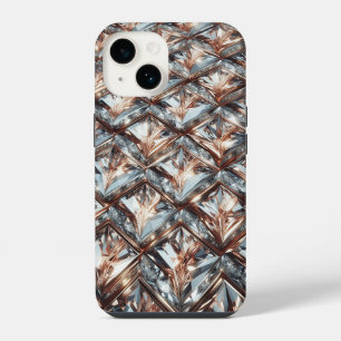 Luxury 3D Geometric Diamond and Rose Gold Mosaic C iPhone 14 Case