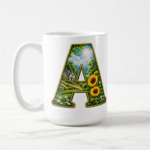 Luxury 3D Gold Letter A Sunflower Cottage T-Shirt