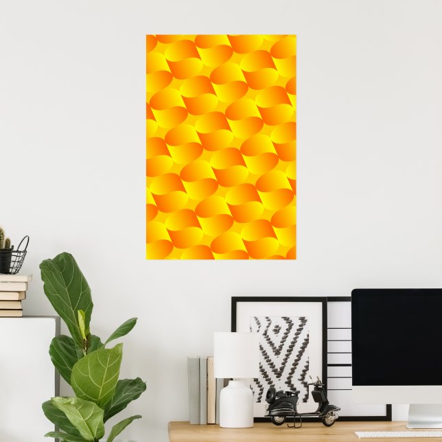 Luxury 3D Gold Scale Pattern Optical Illusion Poster (Home Office)