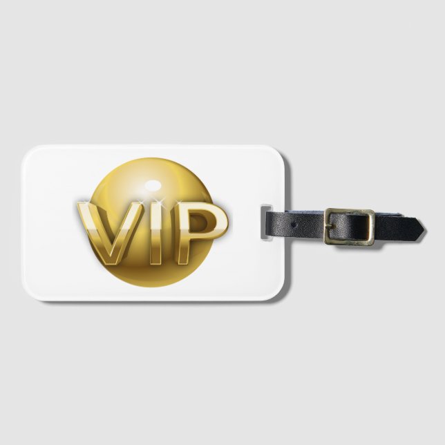 Luxury 3D Gold VIP Emblem Luggage Tag (Front Horizontal)