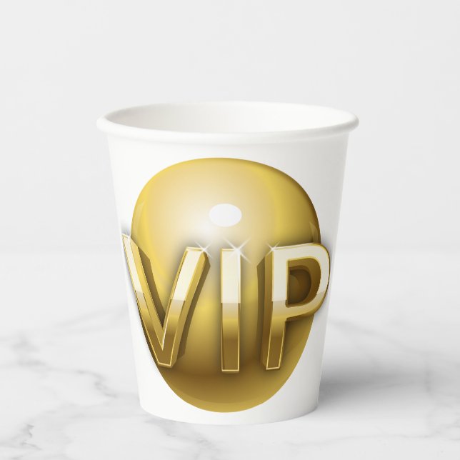 Luxury 3D Gold VIP Emblem Paper Cups (Front)