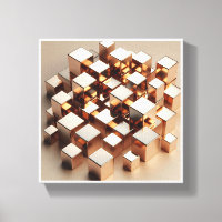 Luxury 3D Golden Cubes Art - Modern Geometric Abst