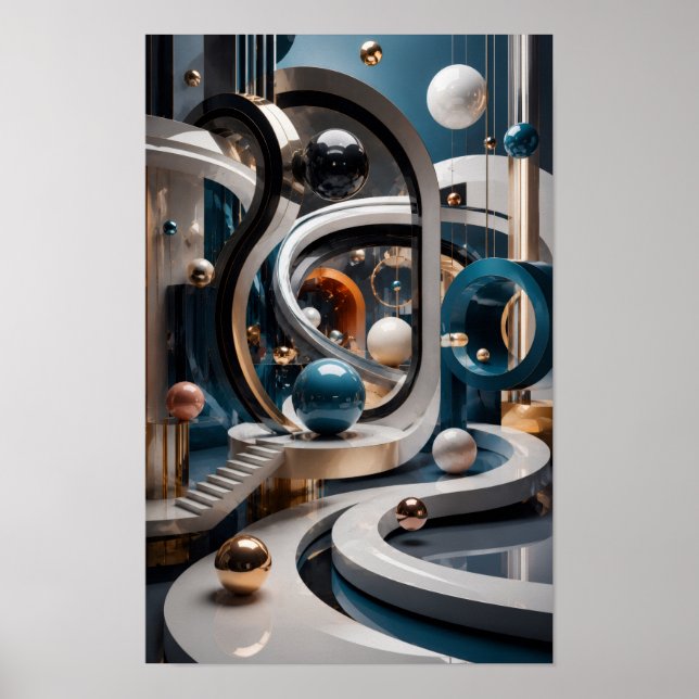Luxury 3D Infinite Geometry Wall Art (Front)